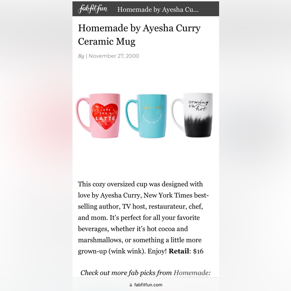 NWOT Homemade by Ayesha Curry Mug